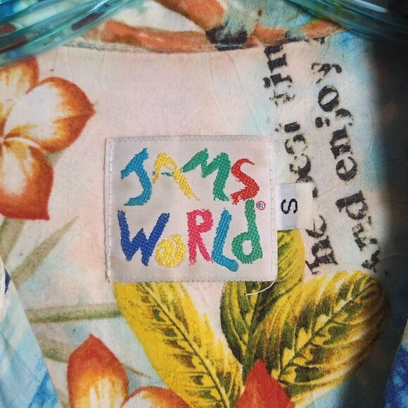 Jams World Shirt Womens Small Blue Love Letter Aloha Hawaiian Made in USA Camp - Picture 6 of 11